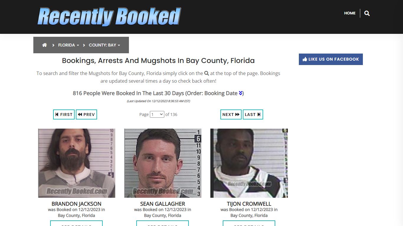 Recent bookings, Arrests, Mugshots in Bay County, Florida - Recently Booked