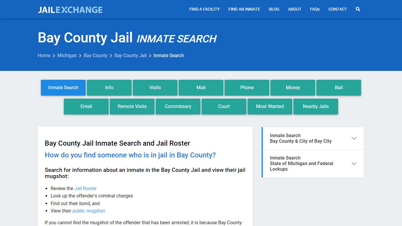 Inmate Search: Roster & Mugshots - Bay County Jail, MI - Jail Exchange